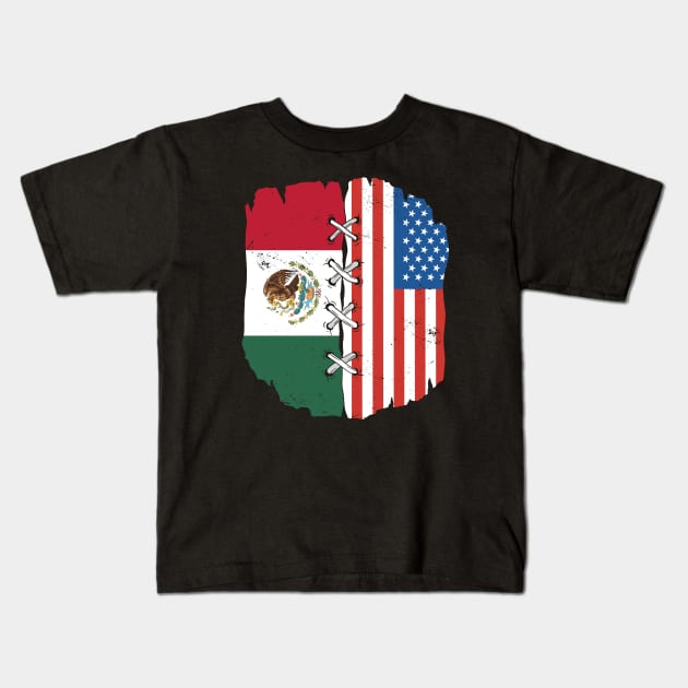 Proud Mexican American Heritage // Mexico & USA Flags Kids T-Shirt by Now Boarding